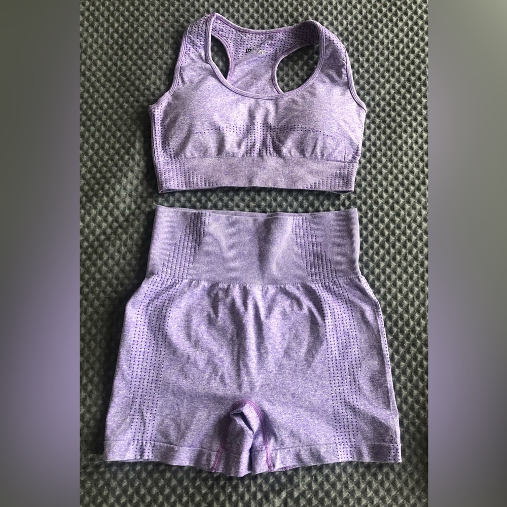 Matching sports bra and short set size medium
